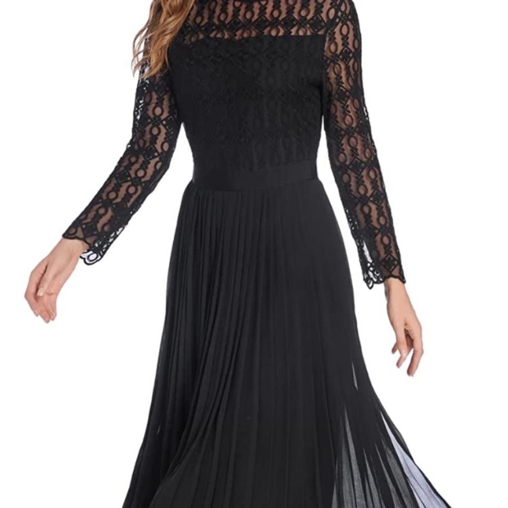 HAOKEKE, Sexy long dress, long lace sleeve, and neck area  ,Dress is lined🌷